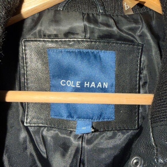 Cole Haan Black Leather Jacket, Size M - Picture 2 of 4